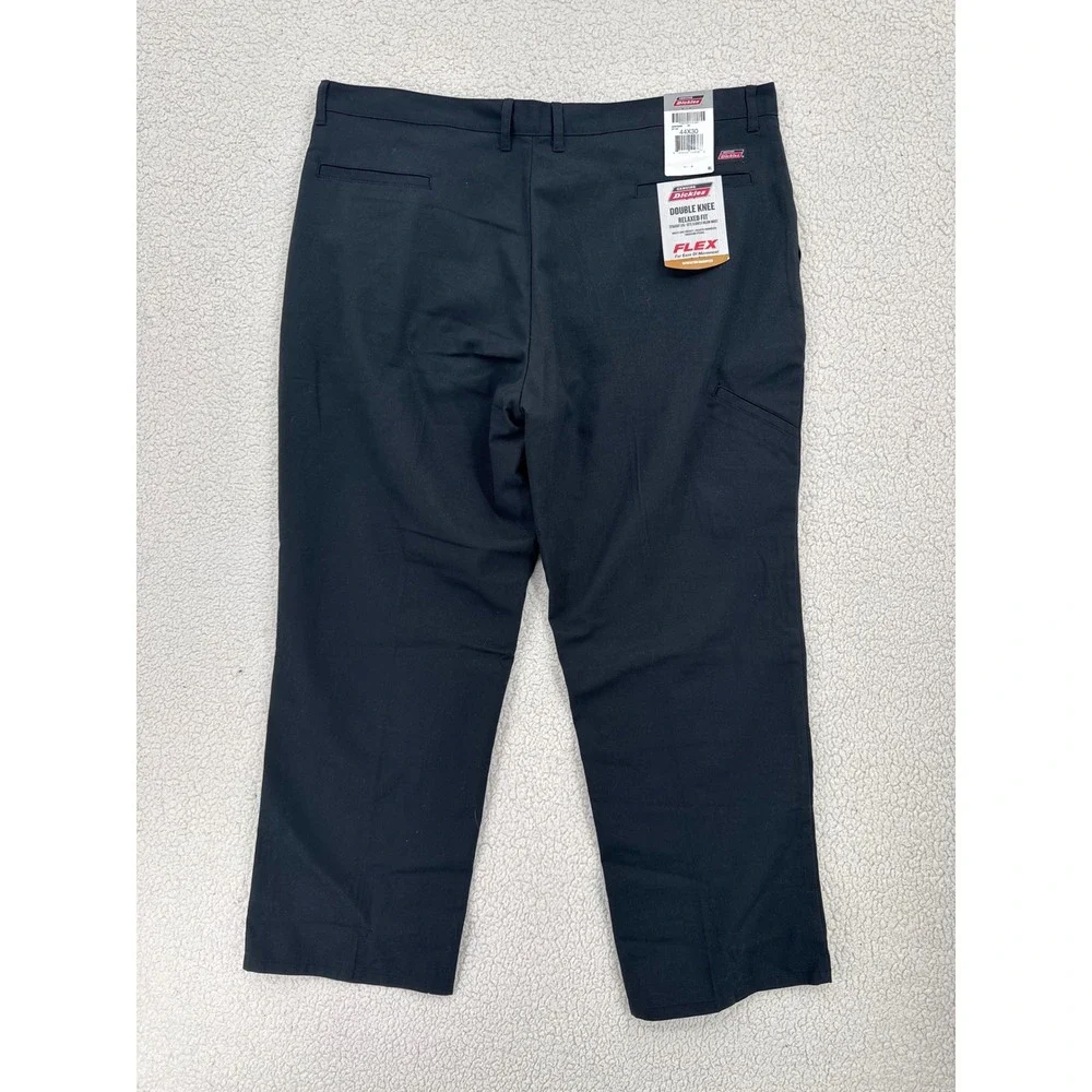 Dickies Mens 44x30 Black Double Knee Relaxed Fit Flex Straight Leg Pants - Picture 4 of 6